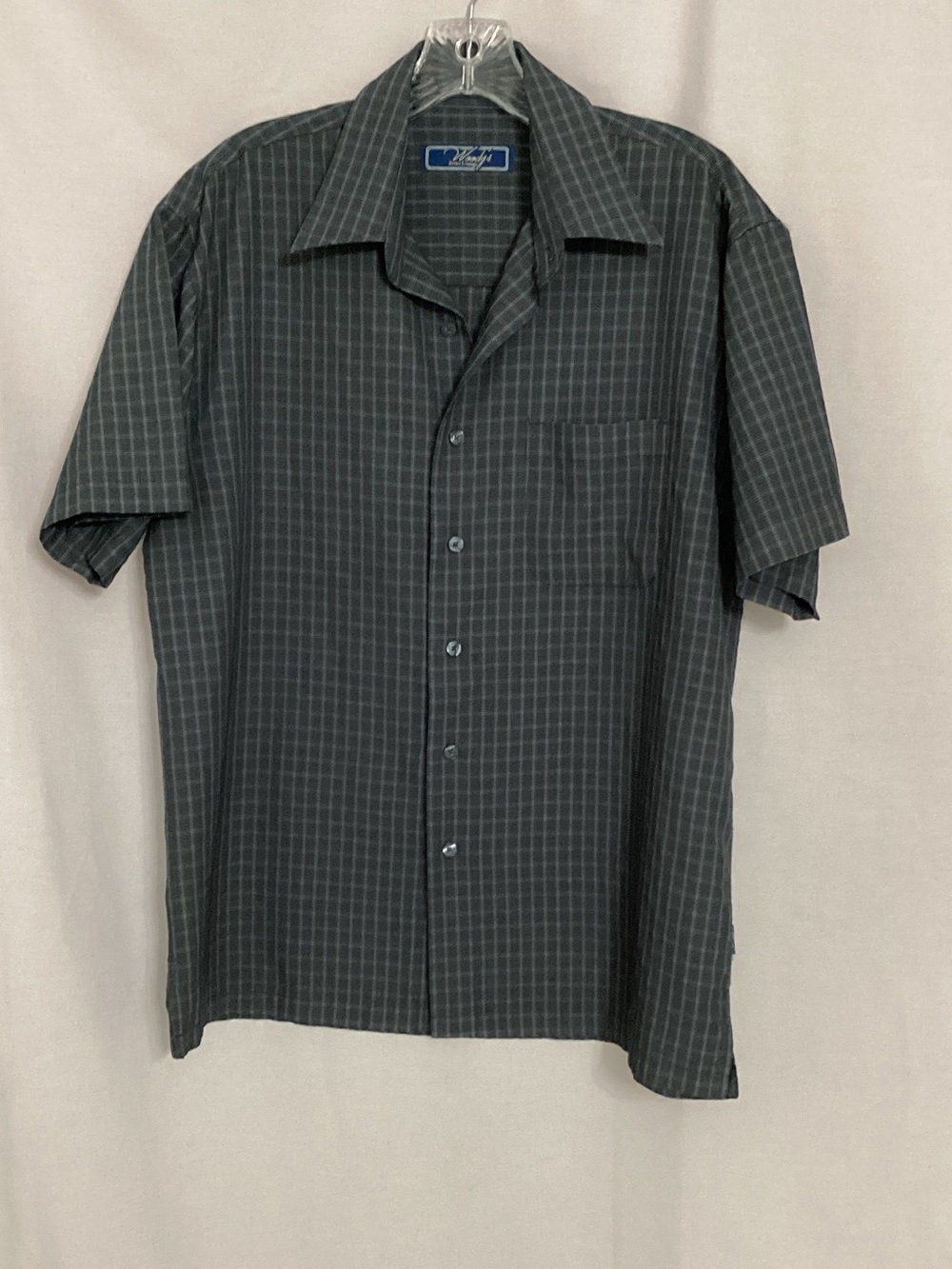 Woody’s. Short-Sleeve Charcoal Windowpane Button-Down Shirt